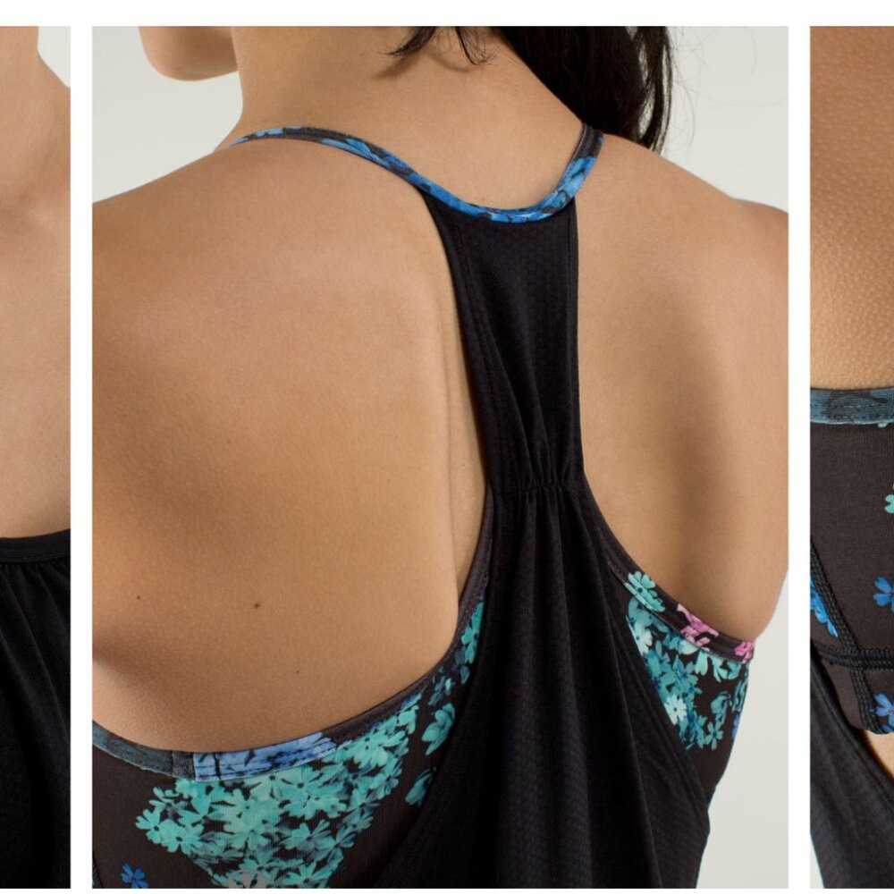 Lululemon No Limits Tank Black / Petal Pop Multi size 4 - Picture 3 of 7